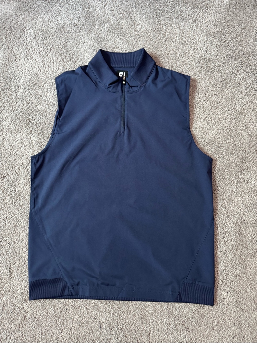 FootJoy Men's Sleeveless Quarter-Zip Golf Polo - Dark Navy - Size M